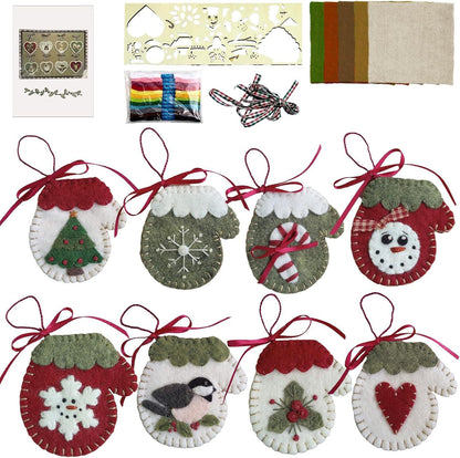 Pre-Cut Wool Blend Felt Holiday Hearts Ornament Kit